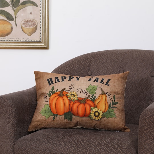 Glitzhome® Faux Burlap Fall Pumpkin Pillow